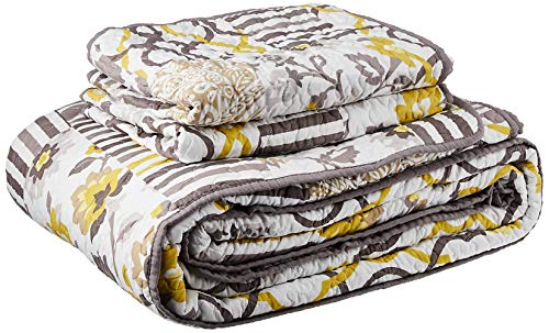 WAVERLY Set in Spring Modern Patchwork 3-Piece Reversible Quilt Set, King, Sterling
