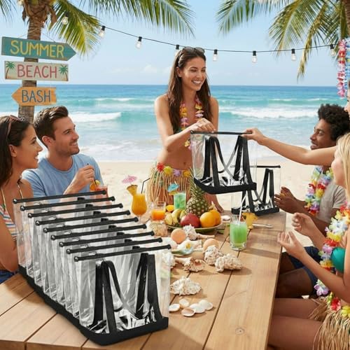 Image of Silkfly Clear Tote Bags Bulk, PVC Shoulder Handbag, Security Approved See Through Bag with Zipper Closure for Work
