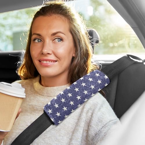 Image of Seat Belt Cover Pad 2 Pcs Soft Seat Strap Cover Cute Protector Support Head Neck Shoulder for Car Seats High Chair Backpack (10x7.7in) Star