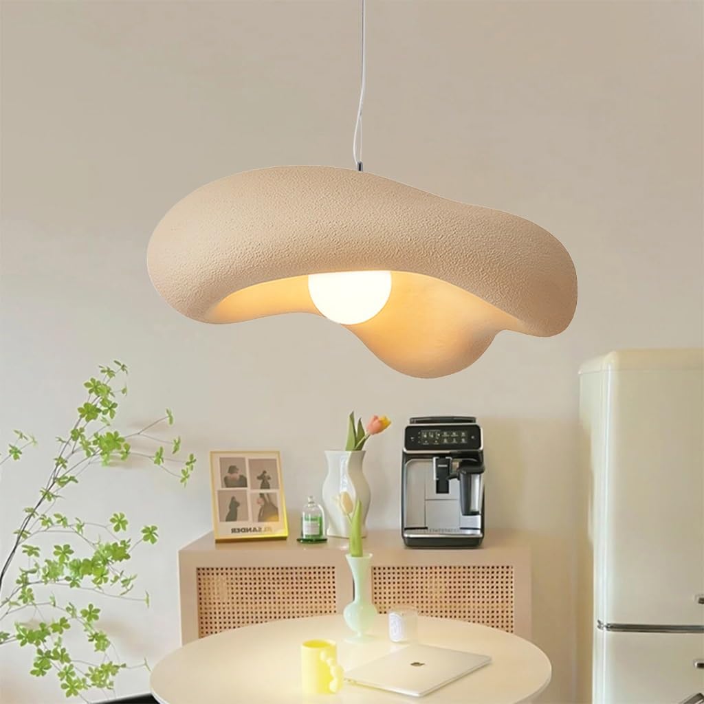 Lumière Suspension Moderne Wabi Sabi Lampe Suspension Créative Unique En Forme De Nuages E27 Lustre Réglable Pour Salle À Manger Cuisine Îlot Éclairage Bracken Brown(30cm)