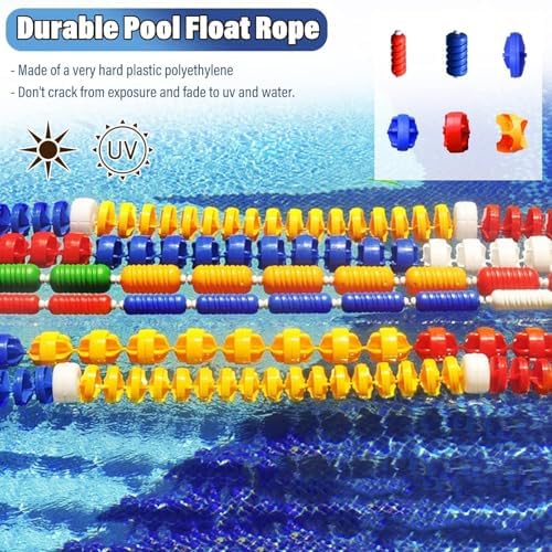 Swimming Pool Safety Rope Float Kit Professional Competition Divider LinePool Safety Rope, Buoy Boundary Line for Deep and Shallow Water Separation, Enhances Visibility and Safety for Swimmi