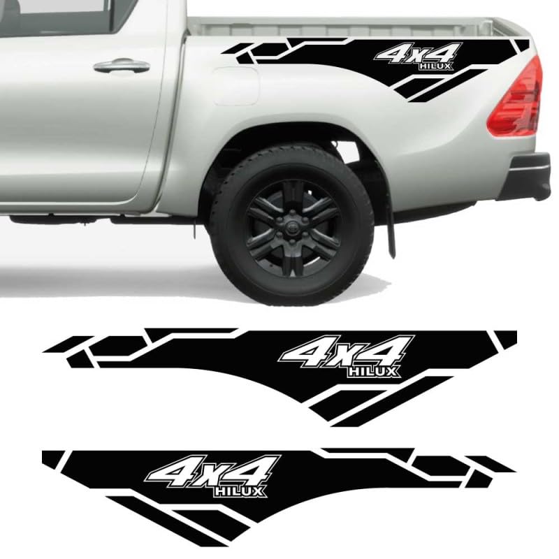 STAR SAM Pegatinas Toyota para coche franjas laterales traseras compatibles con Toyota Hilux - Pegatinas coche Exterior 4x4 y Wild. (4x4, Rojo 031)