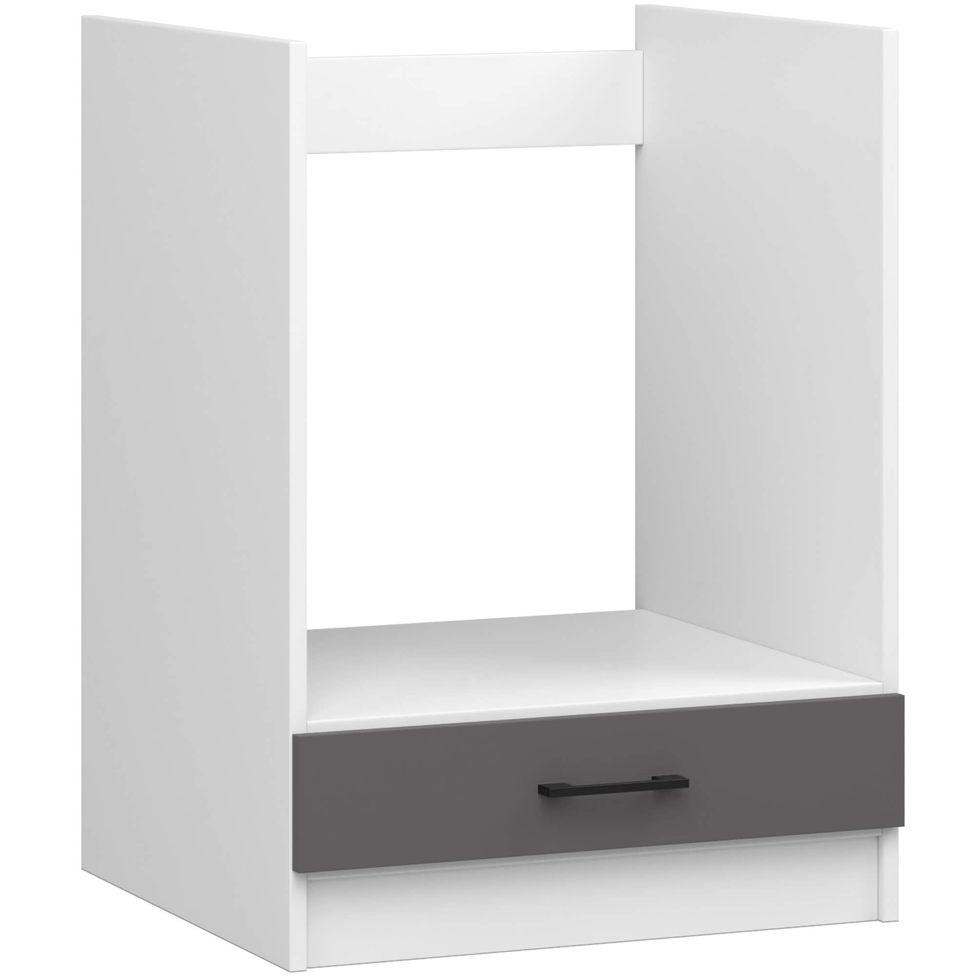 AKORD Herdumbauschrank Ofenschrank OLIWIA S60 60 cm | mit 1 Tür | Küchenschränke | Für kleine Küche | Für eine Küchenzeile | Als Teil eines Sets | B60 x H82 x T55 cm | 20,70 kg | Weiß & Graphitgrau