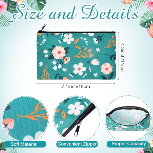 Reginary 20 Pcs Cosmetic Bags for Women Bulk Canvas Flower Makeup Bags with Zipper Floral Spring Multicolor Summer Travel Pouch Small Toiletry Organizer for Mother's Day Graduation Friend Gifts3