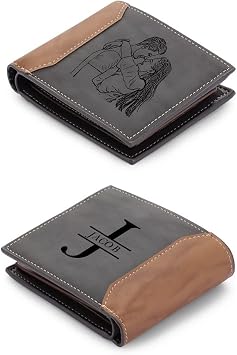 Personalized Leather Wallet for Men - Engraved Photo Wallets for Dad, Husband, Boyfriend Style E