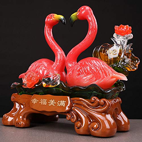 Statue flamant rose mignon objet décoration salon design - 4
