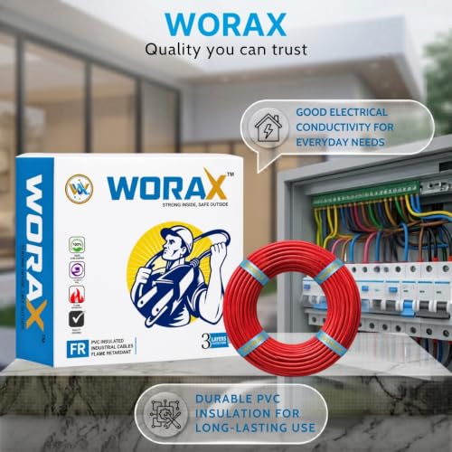Image of WORAX 1.5 Sq mm Red House Wiring Wire (90m) | Safe & Flexible Multi-Strand CCA Phase Cable | Ideal for Lights & Main Switches