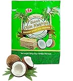 BOAJONG Coconut Cookies Baked coconut cake - Vietnam Thin & Crispy Cookies, CMade in Vietnam – Vanilla and Coconut Flavor Cookies Banh Dua Nuong 5.3Oz(150gram) (3 Pack)