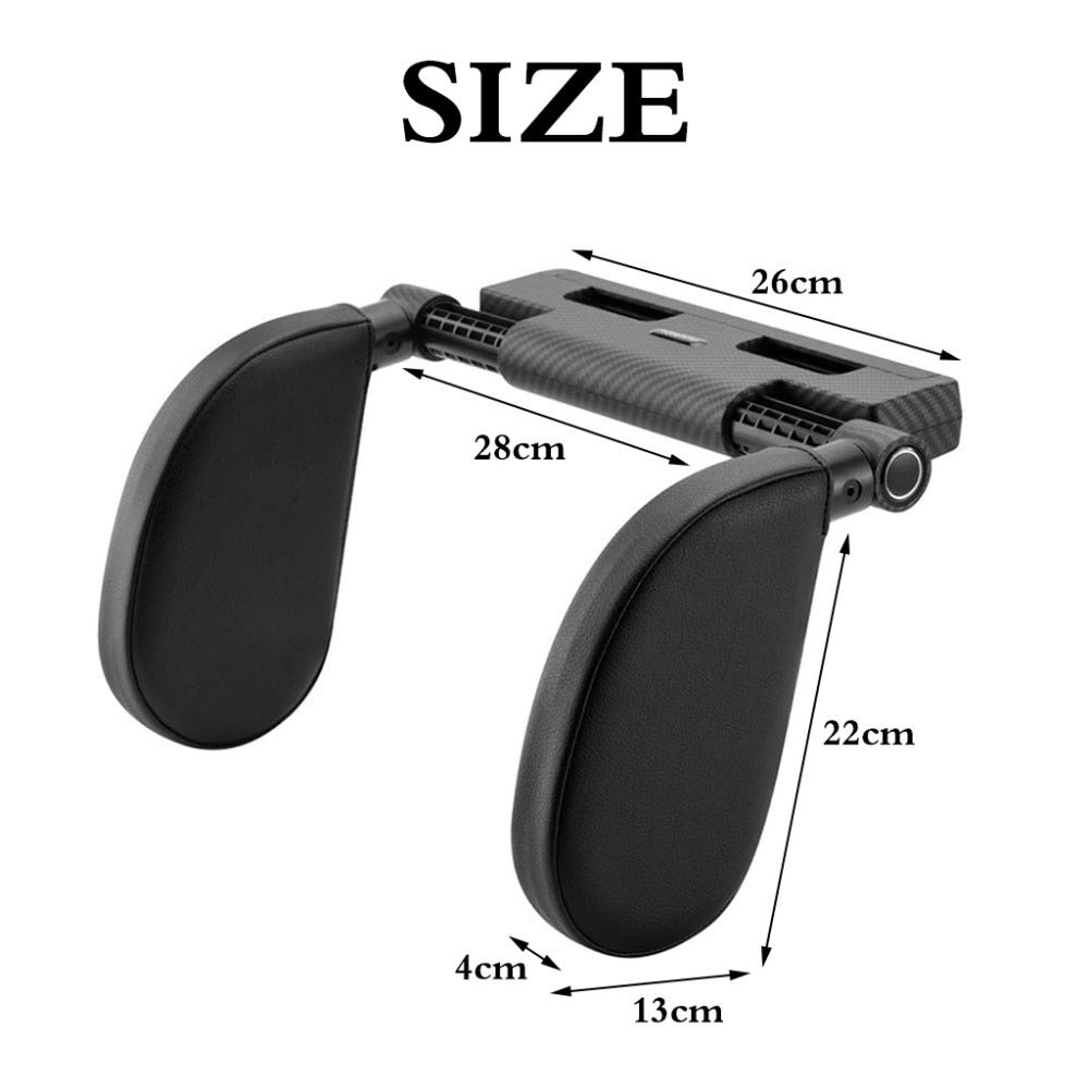 ZXCVB Cuscino Poggiatesta per Seggiolino Auto Poggiatesta da Viaggio per Auto Regolabile in Pelle PU per Testa E Supporto per Collo per Dormire in Viaggio,Black-Headrest