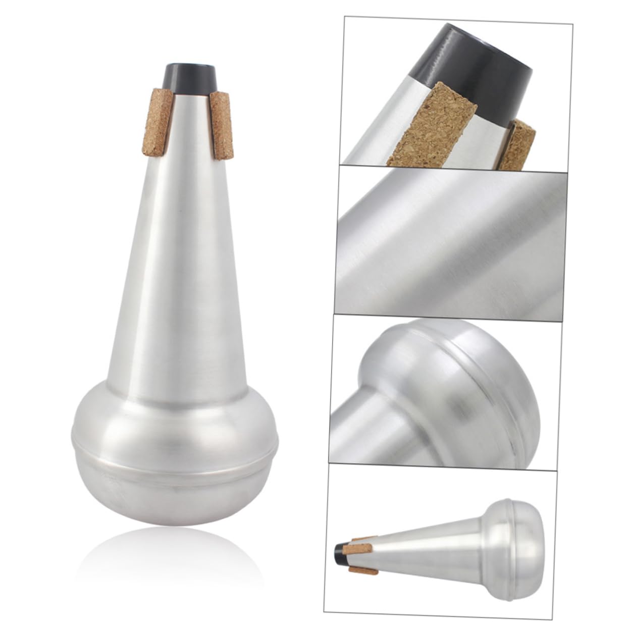 BESPORTBLE 1PC Tenor Slide Trombone Mute Aluminium Alloy Music Instrument Muffler Long Trumpet for Home Practice Durable Sound Quality Device Silver