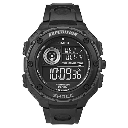 Timex Men's Expedition Vibe Shock Black Digital Display with Black Resin Strap Watch T49983