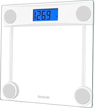 Homebuds Digital Bathroom Scale with Blue Backlit LCD