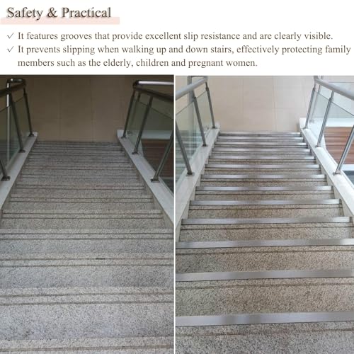 Nariz de escalera de acero inoxidable con protector de borde elegante y seguro 3