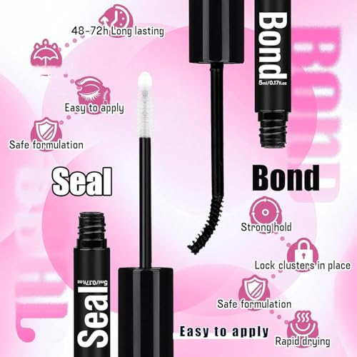 Image of DIY Lash Extension Kit Volume Thick Lash Clusters 80D+100D 320 pcs Individual Lashes D Eyelash Extension Kit Lash Bond and Seal and Tweezers for Lash Clusters Kit DIY at Home