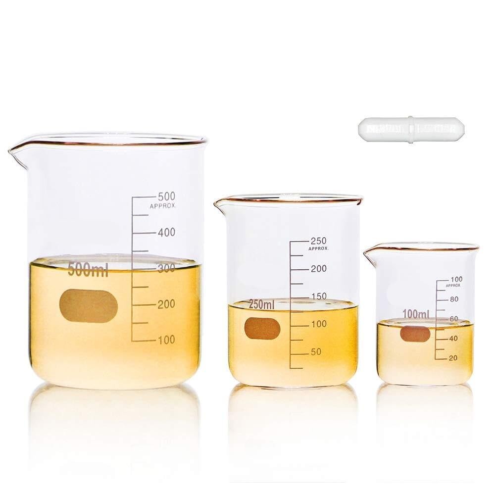 Zlewka laboratoryjna, Zlewki ze szkła borokrzemianowego 600 ml, zestaw 3 zlewek laboratoryjnych do pomiaru temperatury