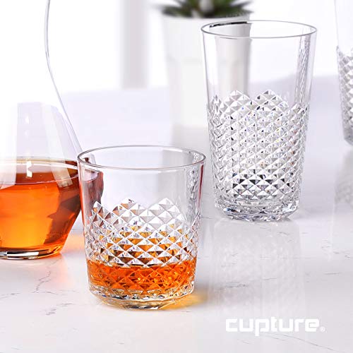 Cupture Diamond Plastic Tumblers Bpa Free, 24 Oz/14 Oz, 8-Pack (Clear) #TOP2