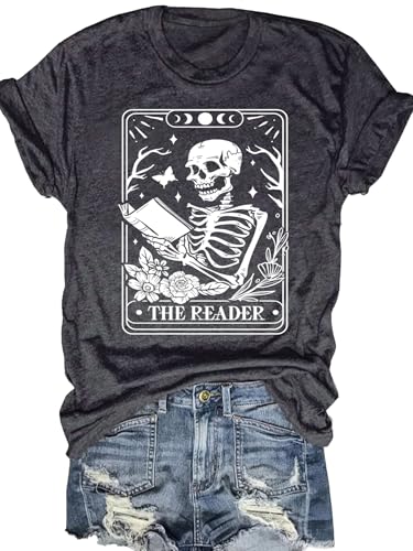 Skeleton Shirt Women Halloween Skeleton T-Shirt Skull Graphic Tees Casual Fall Short Sleeve Funny Casual Athletic Tops