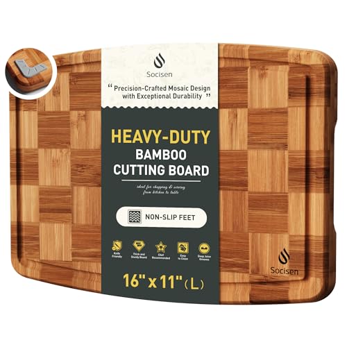 Comparison: Best Cutting Board Overall 6 Heavy Duty Bamboo Cutting Board Non Slip Heavy Duty Over Sink Wooden Wood Cutting Board for Kitchen Chopping Board Extra Large Big Small Best House Warming Gift