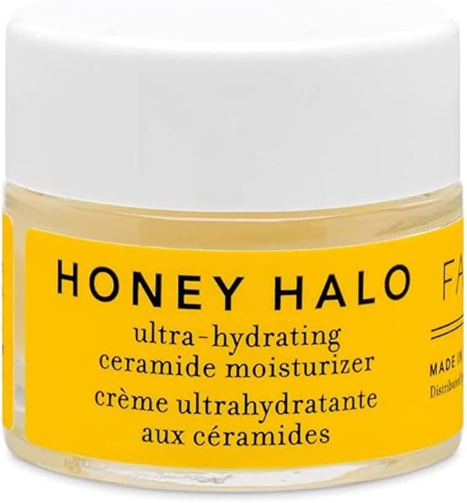 Farmacy Ceramide Face Moisturizer - Honey Halo Ultra Hydrating Facial Moisturizer with Buckwheat Honey + Ceramides - Helps Restore Barrier + Replenish Dryness - Plumping Skin Care for Dry Skin (9ml)