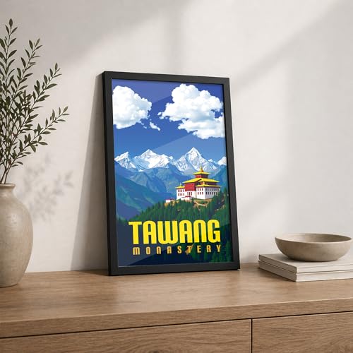 Image of CodersParadise Framed Wall Poster (12x18 Inch) | Inspirational Quote Wall Art | Minimalist Motivational Home Decor for Living Room & Office | Ready-to-Hang Display Frame (Taweng Monestry)