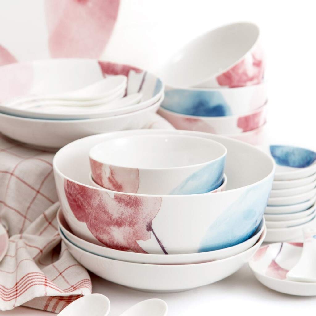 36-częściowy zestaw zastawy stołowej z porcelany kostnej w stylu pałacowym – eleganckie ceramiczne talerze i miski stołowe – idealne do jadalni i rozrywki