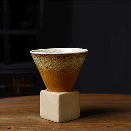 Miniatura 4 de ADBZEN Taza de café expreso para café caliente, taza de cóctel, estilo retro, embudo de cerámica, regalos divertidos para mujeres y hombres (marrón