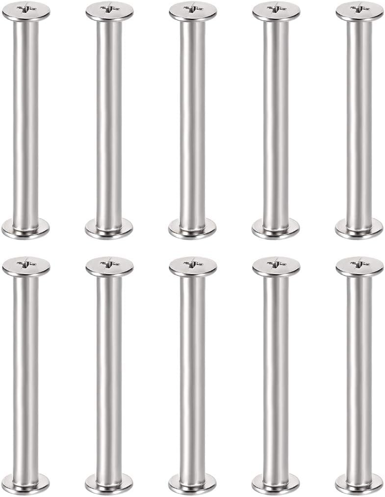 TA-VIGOR 10 Sets Chicago Screws, M5 x 40mm Chicago Book Binding Screws Rivets, Flat Cross Head Leather Button Rivets for Leather Work, Scrapbook Kits, Furniture Repairs and DIY Crafts