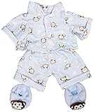 Stuffems Toy Shop Blue Monkey Pajamas with Slippers Set Teddy Bear Clothes Outfit Fits Most 14