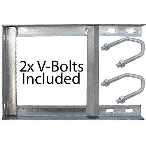 Loops 12 x 18 Galvanised Outdoor/External Steel TV Aerial Wall Mounting Bracket & V Bolts - Pole/Mast Install - Heavy Duty