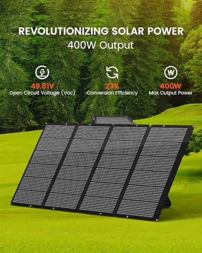 400 Watts Foldable Solar Panel, Luggable & Durable, Portable 400W Solar Charger Complete with Adjustable Stand Case, 40V Waterproof for Off-Grid Camping RV/Campervan Solar Generator - Image 3