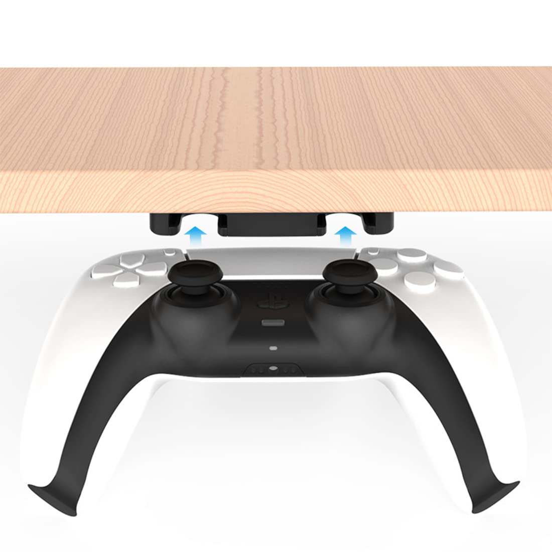 LEEQ Unterm Tisch Halterung für PS5 - Ständer für PS5 Controller, Horizontaler Tisch Halterung mit Klebeband für PS4, Tisch Aufbewahrung Under Desk Holder für PS4/PS5 Controller Zubehör（Schwarz）