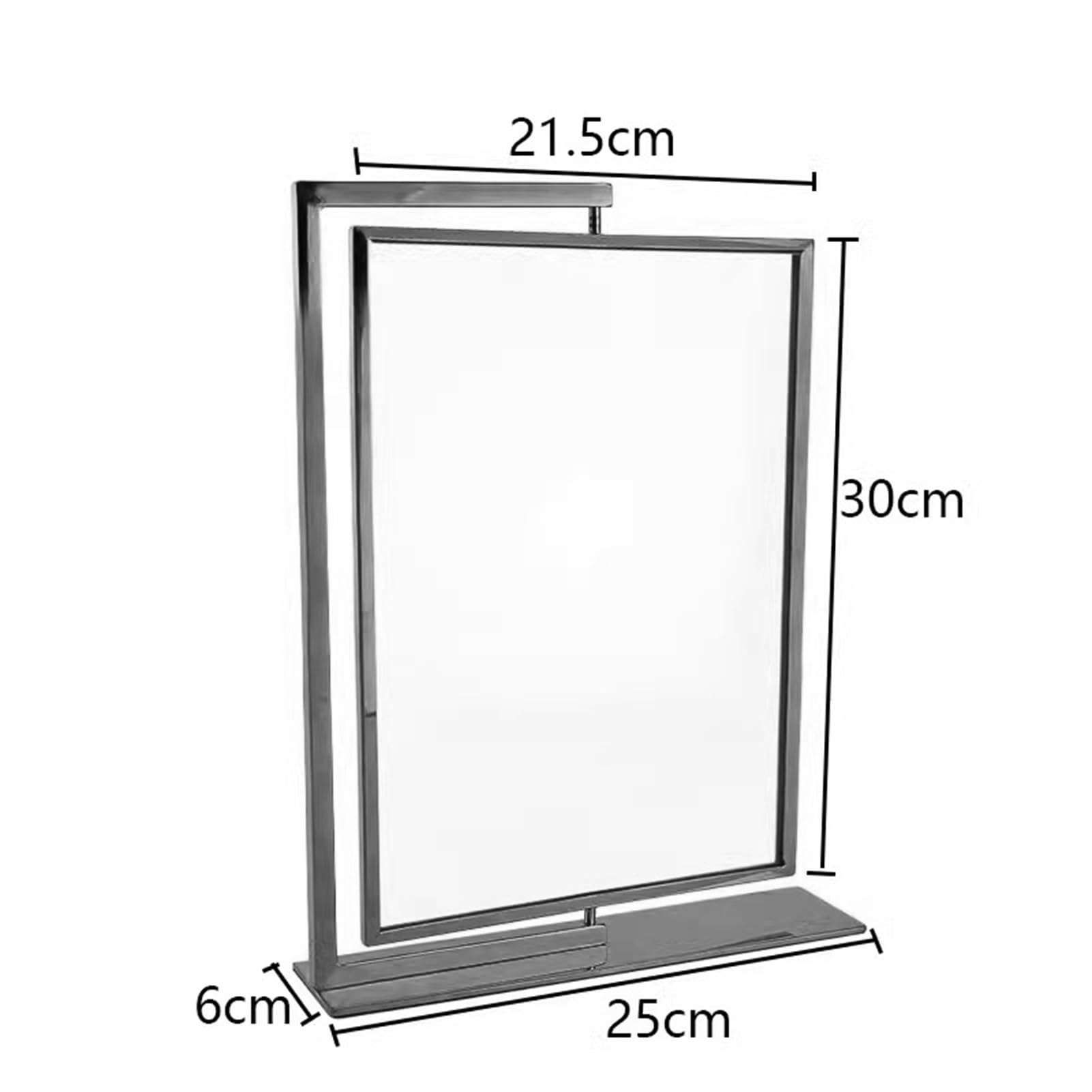 Uchwyt na znak A4, obracana o 360°, metalowa ramka plakatowa, stojak reklamowy na biurko do biura/klasy, tablica informacyjna w kolorze różowego złota (25 x 6 x 30 cm)