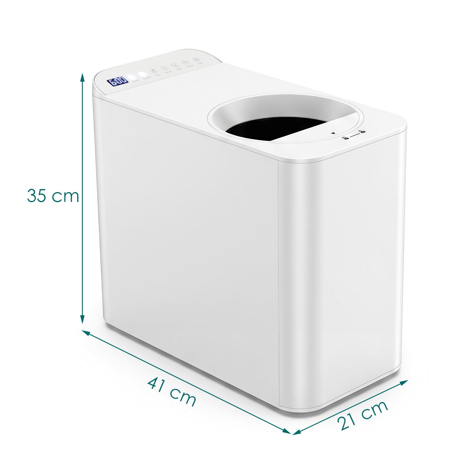 LIFEZEAL Komposter für die Küche, 3 l, elektrisch, mit Kohlefilter, selbstreinigend, Timer, Bedienfeld mit 5 Modi, für Küche, Balkon, Weiß