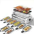 1500W double layer indoor electric grill, 2 in 1 kitchen indoor grill, smokeless electric grill with non-stick removable grill and cheese plate, temperature control, family dinner, indoor grilling