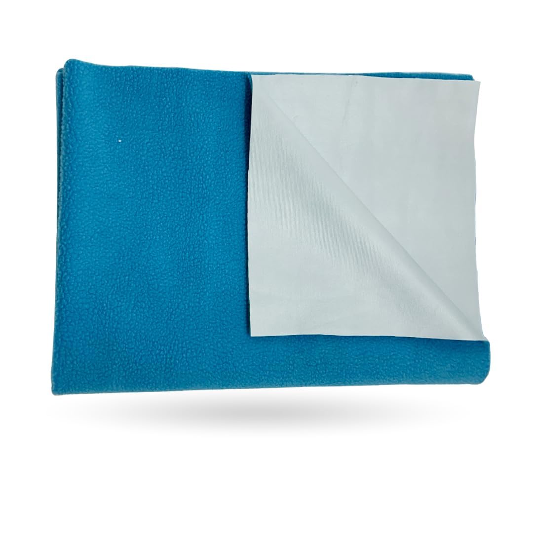 Kridlo 3-in-1 Baby Sleeping Bag & Waterproof Cot Sheet Set | Hypoallergenic, Soft & Lightweight Bedding for Newborns | Quick-Dry Extra Absorbent Mattress | Pack of 2 (Blue Daisy with Blue Dry Mat) 3