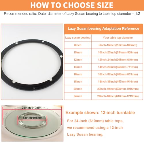 Image of TamBee 16 Inch Lazy Susan Hardware Heavy Duty Metal Rotating Hardware Large Turntable Bearing Ring Lazy Susan Kit Parts Mechanism for Puzzle Board, Dining Tables(Base Only, Black)