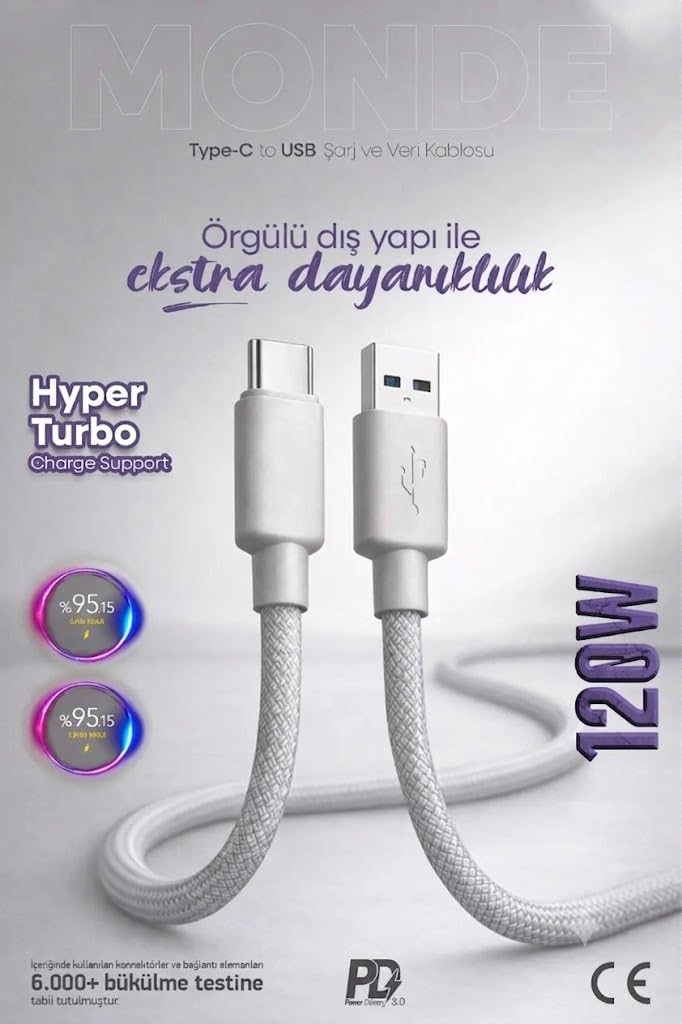 PDAteknoloji 12W Monde USB-A to Lighting ile Uyumlu Şarj ve Data Kablosu 1m(12W Monde, Lighting)