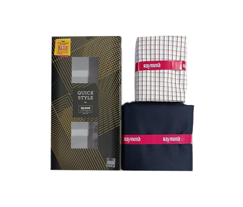 Raymond Quick Style Premium Shirt & Trouser Fabric Combo With Gift box – Classic Checks Shirt with Solid Trouser (Multi)