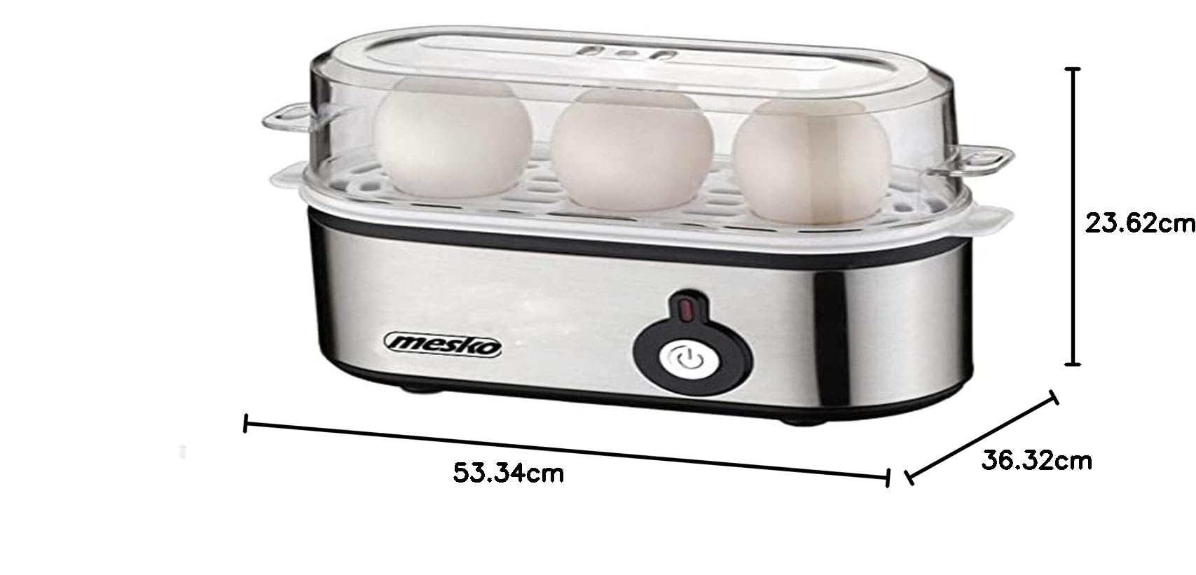 MESKO MS 4485 HERVIDOR DE HUEVOS 3 HUEVO (S) 210 W NEGRO, PLATEADO, TRANSPARENTE