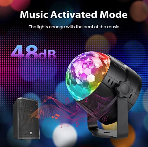 Anpro Disco Lights, Sound Activated LED Disco Ball Lights with 4m USB Cable and Suction Mount, Remote Control Party Lights for Kids Birthday, Home Party, Bedroom Decoration