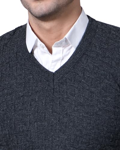 Image of Men Woolen V-Neck Solid Plain Design Sleeveless Pullover Heavy Rainbow Fabric Winter Wear Pure Wool Cardigan for Men Fully Warm Pullover Free Sizes