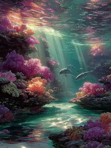 数字油絵キット イルカ 数字で塗り絵 海 完全手書き 絵画 DIY 塗り絵 手塗り 大人の子供のための ナンバーペイント初心者向け 簡単 ペイントバイナンバー アクリル レトロ クリエイティブアート ハンドメイドクラフト 玄関リビングと寝室の飾りに最高 額