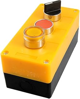 Control eléctrico de CA 110V, tapa de lámpara amarilla, 2 posiciones, giratorio, rojo, plano, 2NO, 1NC, estación de botón pulsador interruptor automático