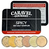 Spicy Sea Salt Sampler Set, Ghost Pepper and Habanero Salt, Give Spicy Seasoning Salt as a Gourmet Cooking Gift, 0.5 oz x Bundle of 6 Flavored Salts - Caravel Gourmet Salt