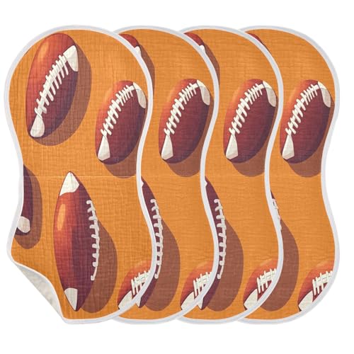 JUZIHAI 4Pack Retro Rugby Baby Burp Cloths Soft Cotton Burp Rags,Super Absorbent Burp Cloth Bag for Newborn Baby Boys/Girls3