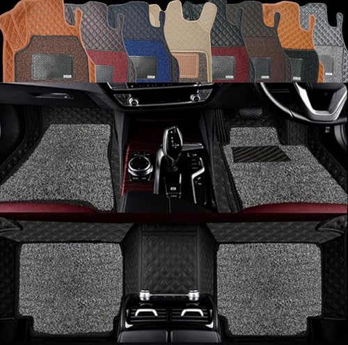 Image of Autoclow /Premium 7D Car Mat for Mahindra Scorpio N 6-Seater (Model:2022-2026)|| Luxury Leather Dual-Stitch 7D Car Floor Mat Full Set ||100% Waterproof ||Color: Black Stitch-Silver Grass (Design-1)