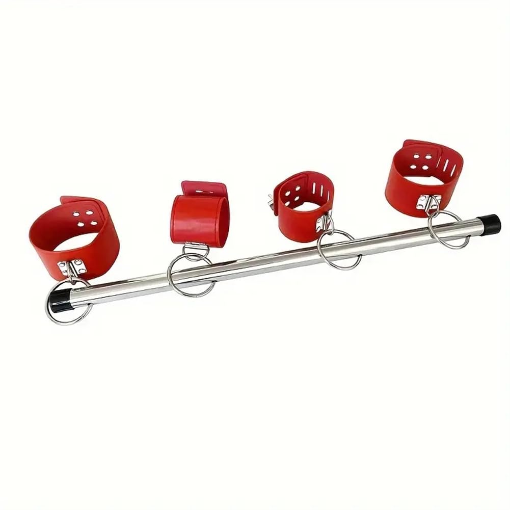 Cubierta roja para pies y Manos de Acero Desmontable y Libre de Mantenimiento, Barra Transversal, Varilla de Metal, Tubo de Acero, con Cerradura, Mano y pie de Cuero con Llave de Bloqueo