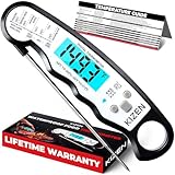 Kizen Instant Read Meat Thermometer - Best Waterproof Ultra Fast Thermometer with Backlight & Calibration. Kizen Digital Food Thermometer for Kitchen, Outdoor Cooking, BBQ, and Grill!