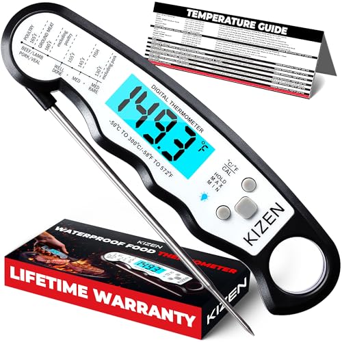 KIZEN Instant Read Meat Thermometer Digital - Food Thermometer for Cooking, Grill, Oven, BBQ - IP67...*