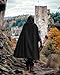 Prebene Renaissance Hooded Cloak for Women Men, Gothic Medieval Vintage Cape Halloween Cosplay Costume (Black, One Size)